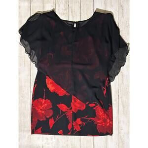 Enfocus Red & Black Floral Sheath Dress w/ Overlay 18W